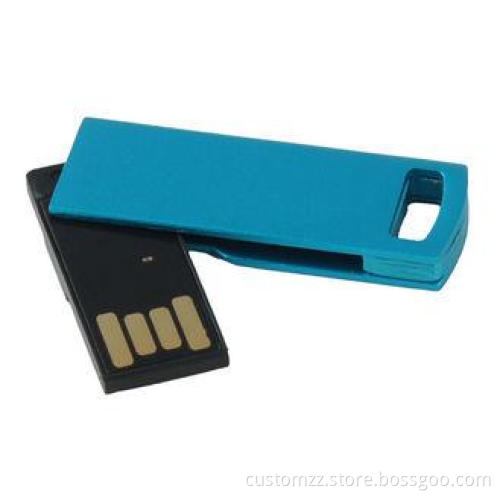 Blue Plated Metal Mini USB Flash Drive Knife Style Swivel U
